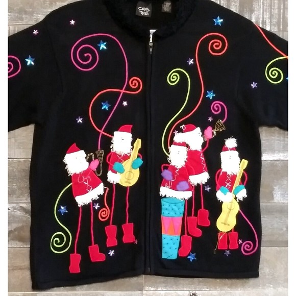 VTG Christina Rotelli Christmas Sweater Sz 1X Embroidered Holiday Santa Claus - Picture 2 of 16